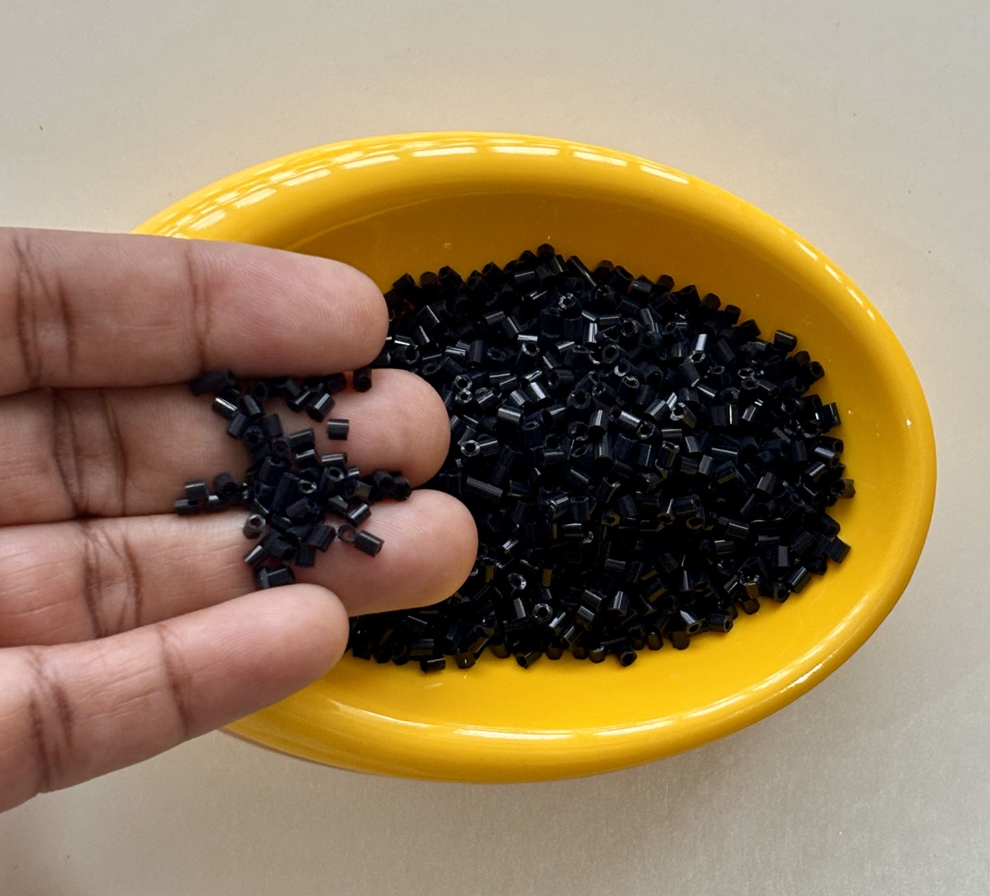 Jet Black Two Cut Beads