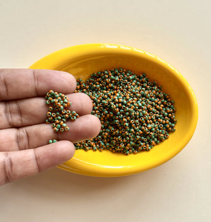 Green and Orange Two Tone Seed Beads