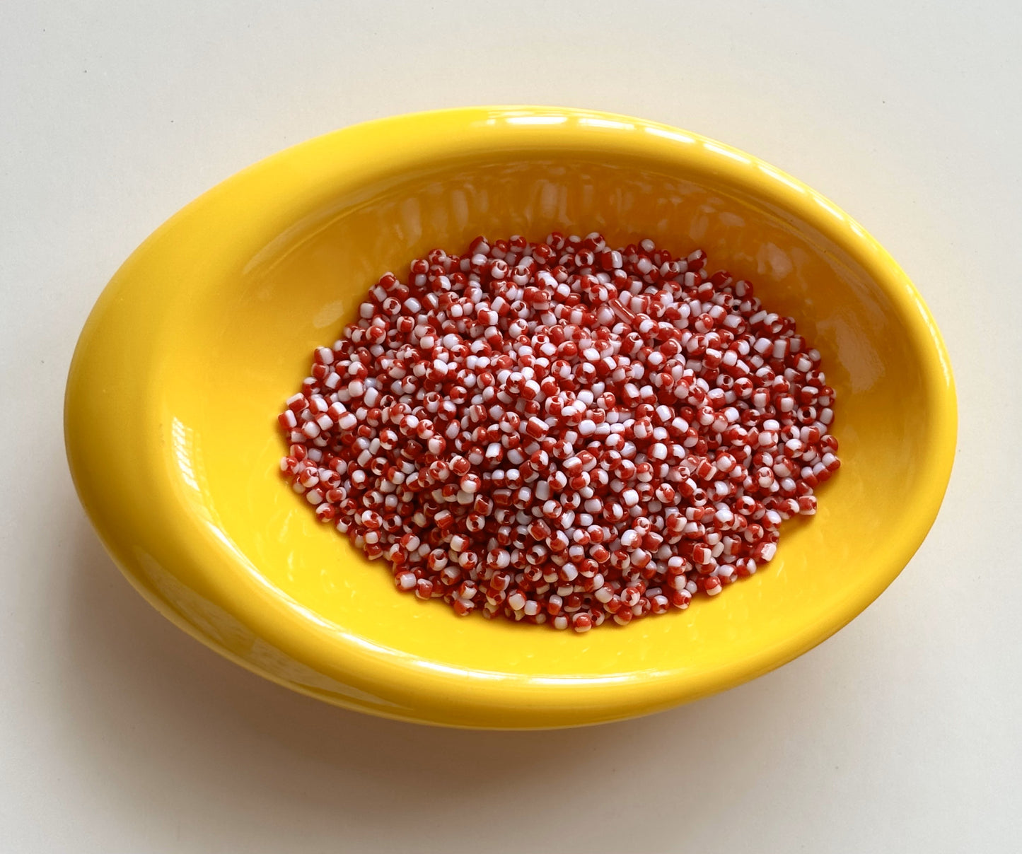 Red and White Two Tone Seed Beads