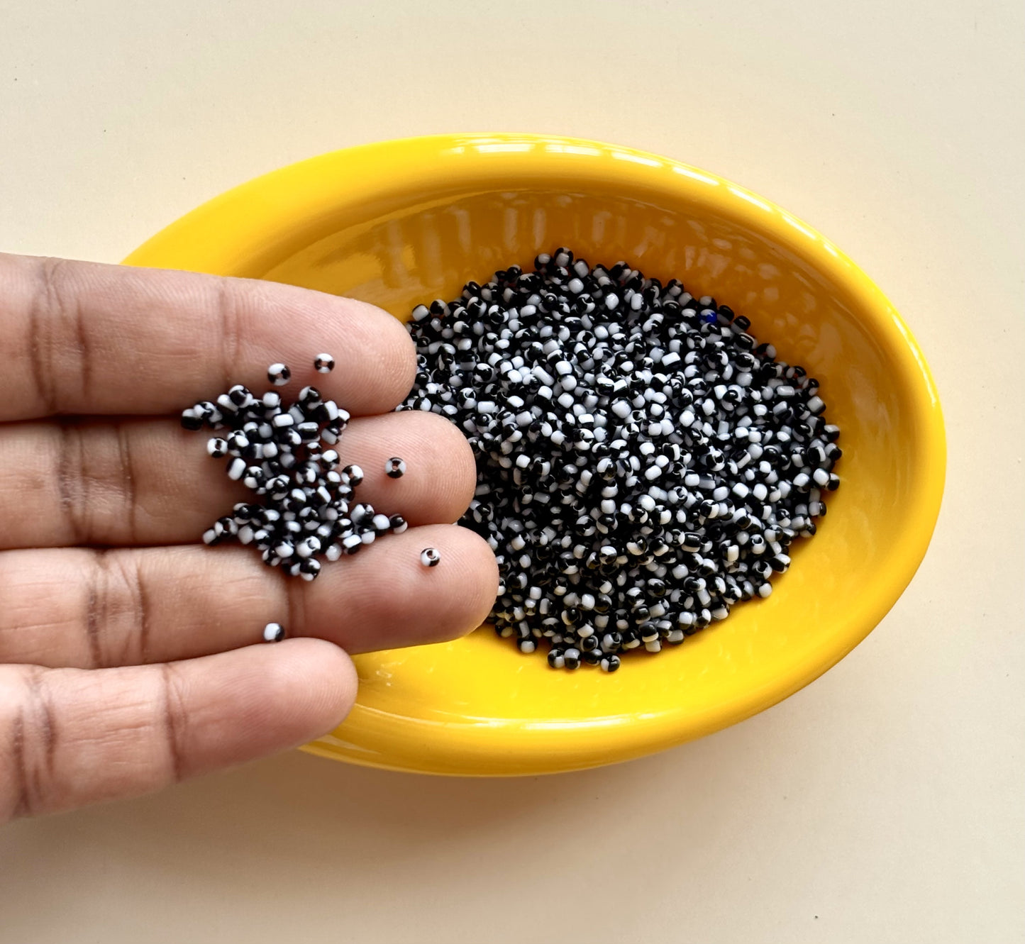 Black and White Two Tone Seed Beads