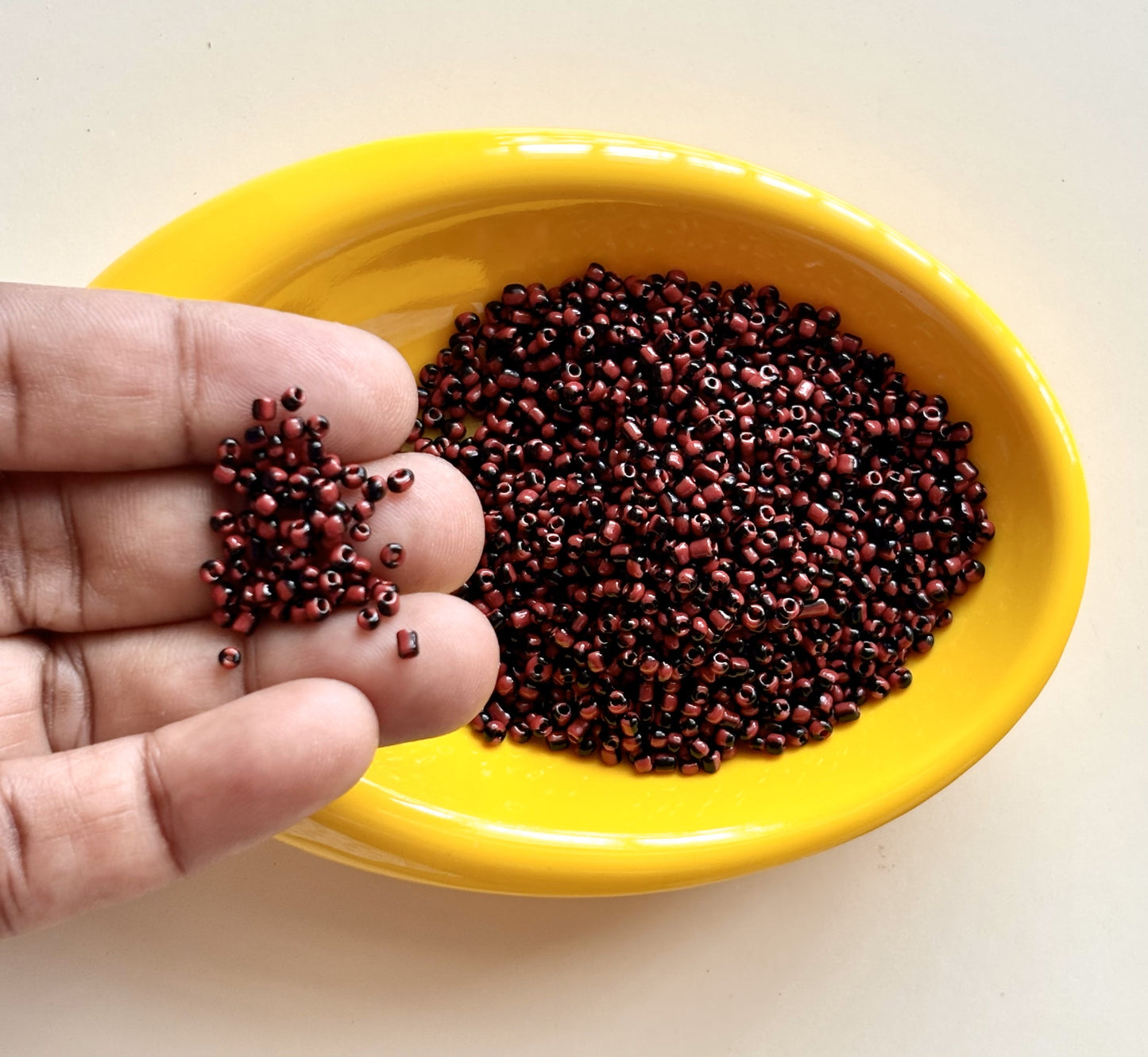 Red and Black Two Tone Seed Beads