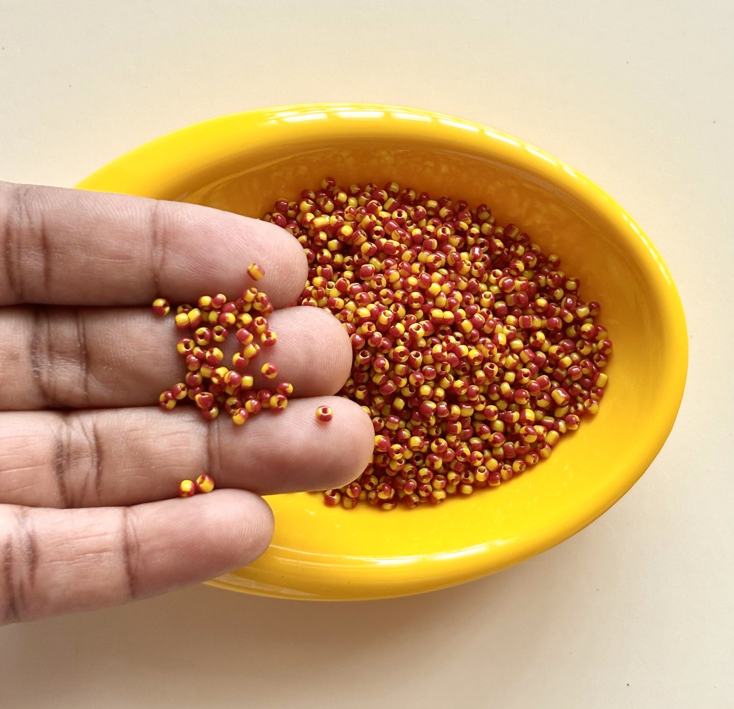 Red and Yellow Two Tone Seed Beads