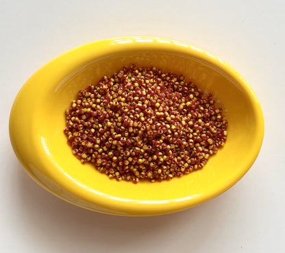 Red and Yellow Two Tone Seed Beads