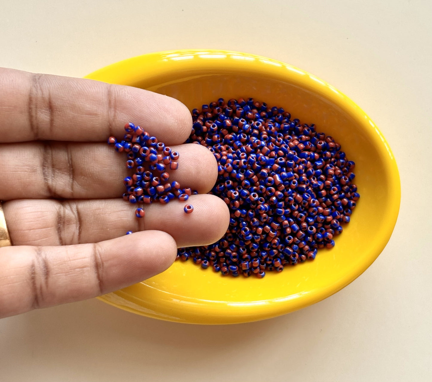 Ink Blue and Red Two Tone Seed Beads