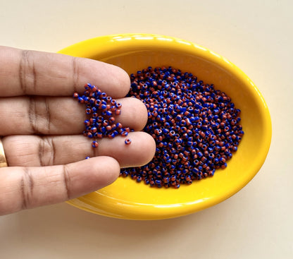 Ink Blue and Red Two Tone Seed Beads