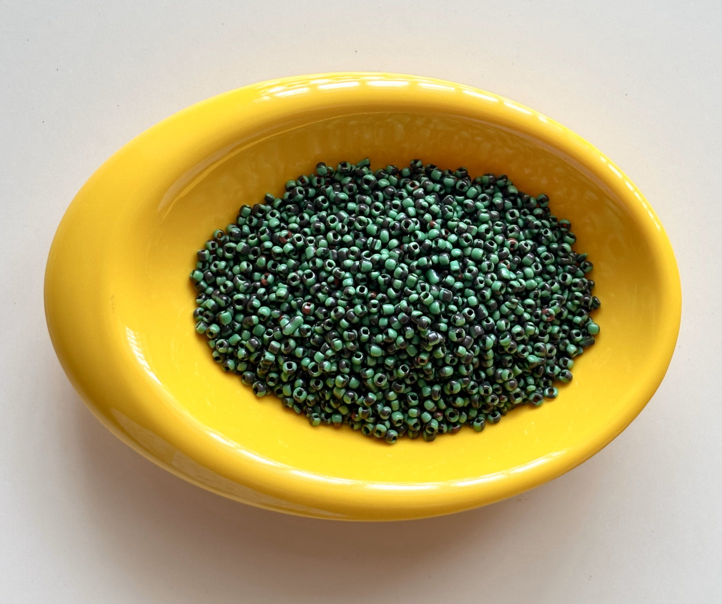 Jade Green and Black Two Tone Seed Beads