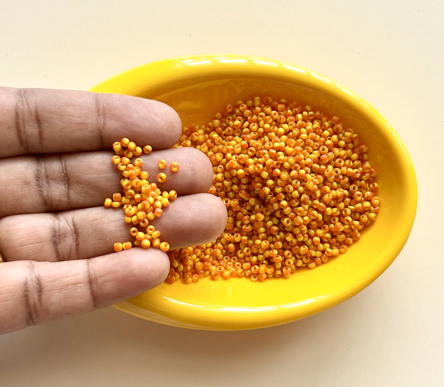 Orange and Yellow Two Tone Seed Beads