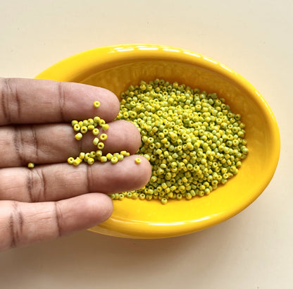Yellow and Light Green Two Tone Seed Beads