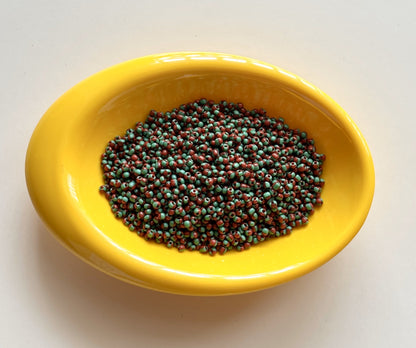 Red and Green Two Tone Seed Beads