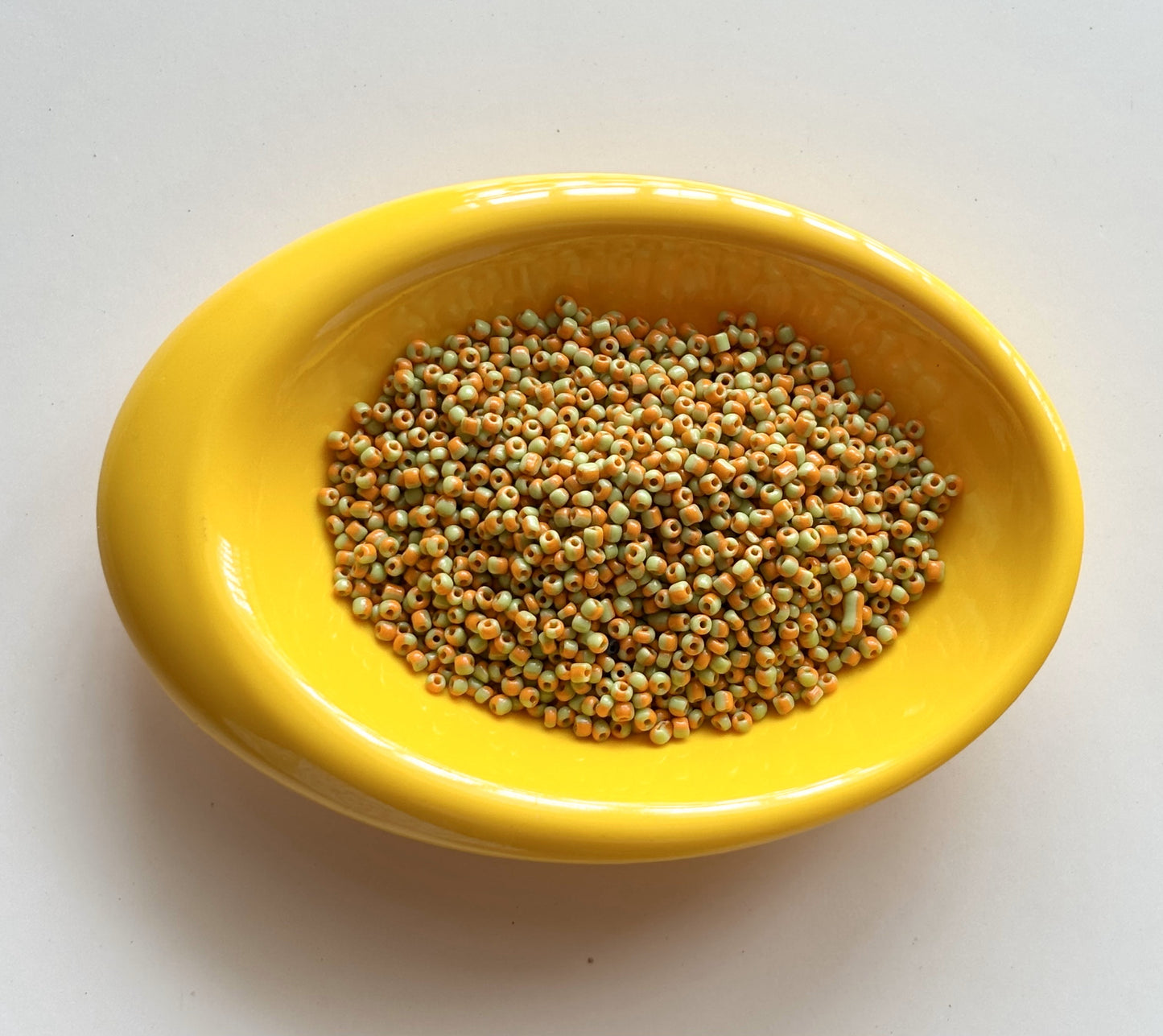 Light Green and Orange Two Tone Seed Beads