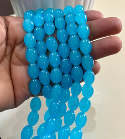 Oval Blue Glass Beads