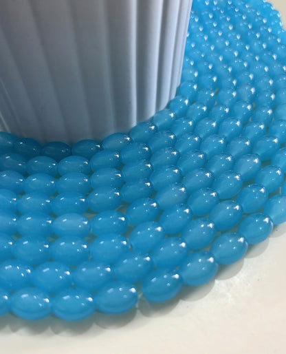 Oval Blue Glass Beads