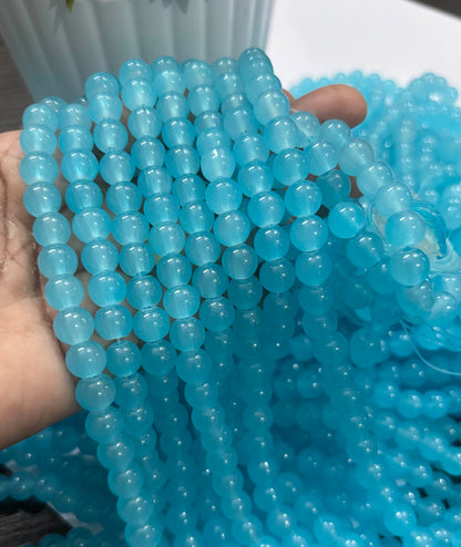 Round Blue Glass Beads