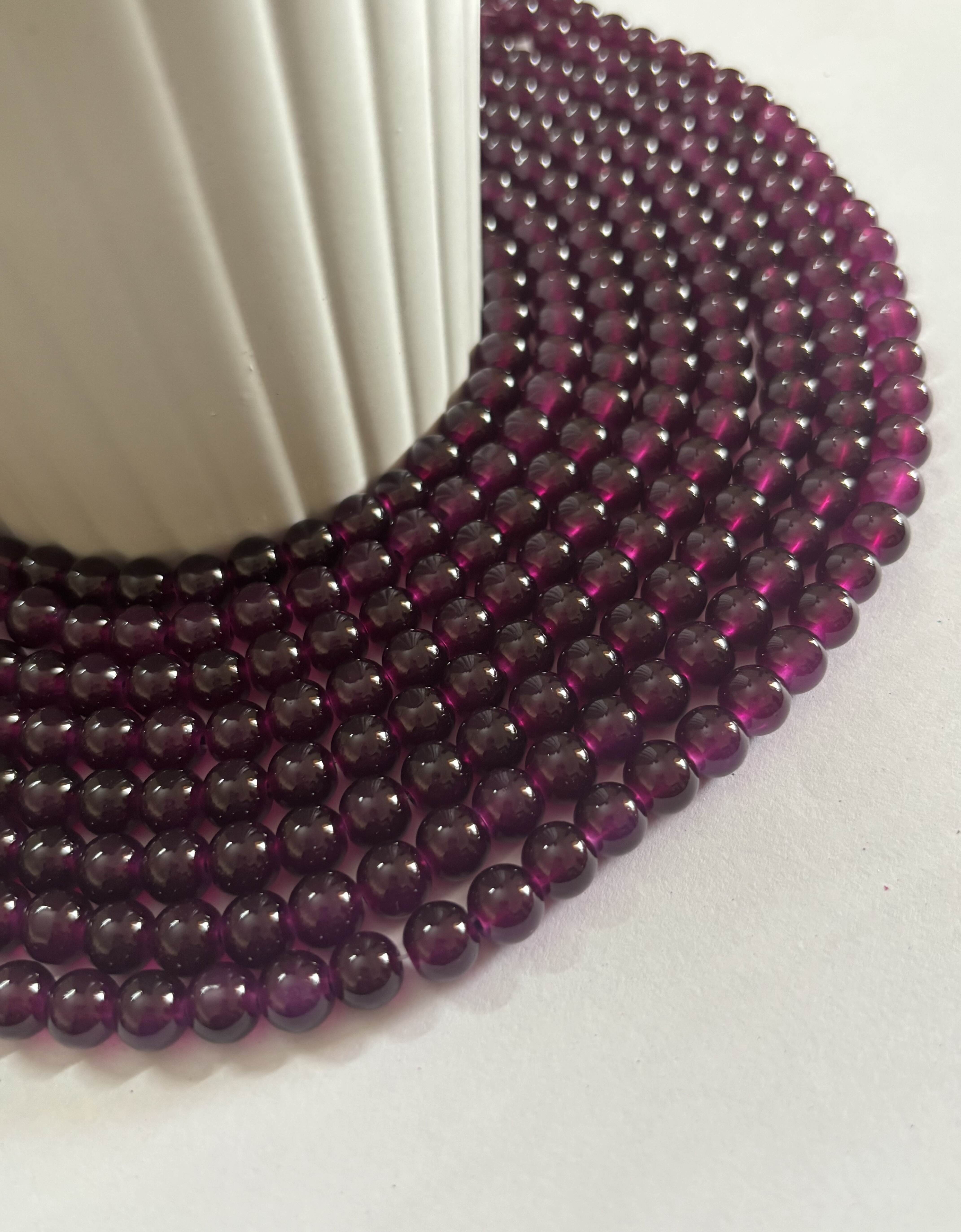 Round Grape Glass Beads