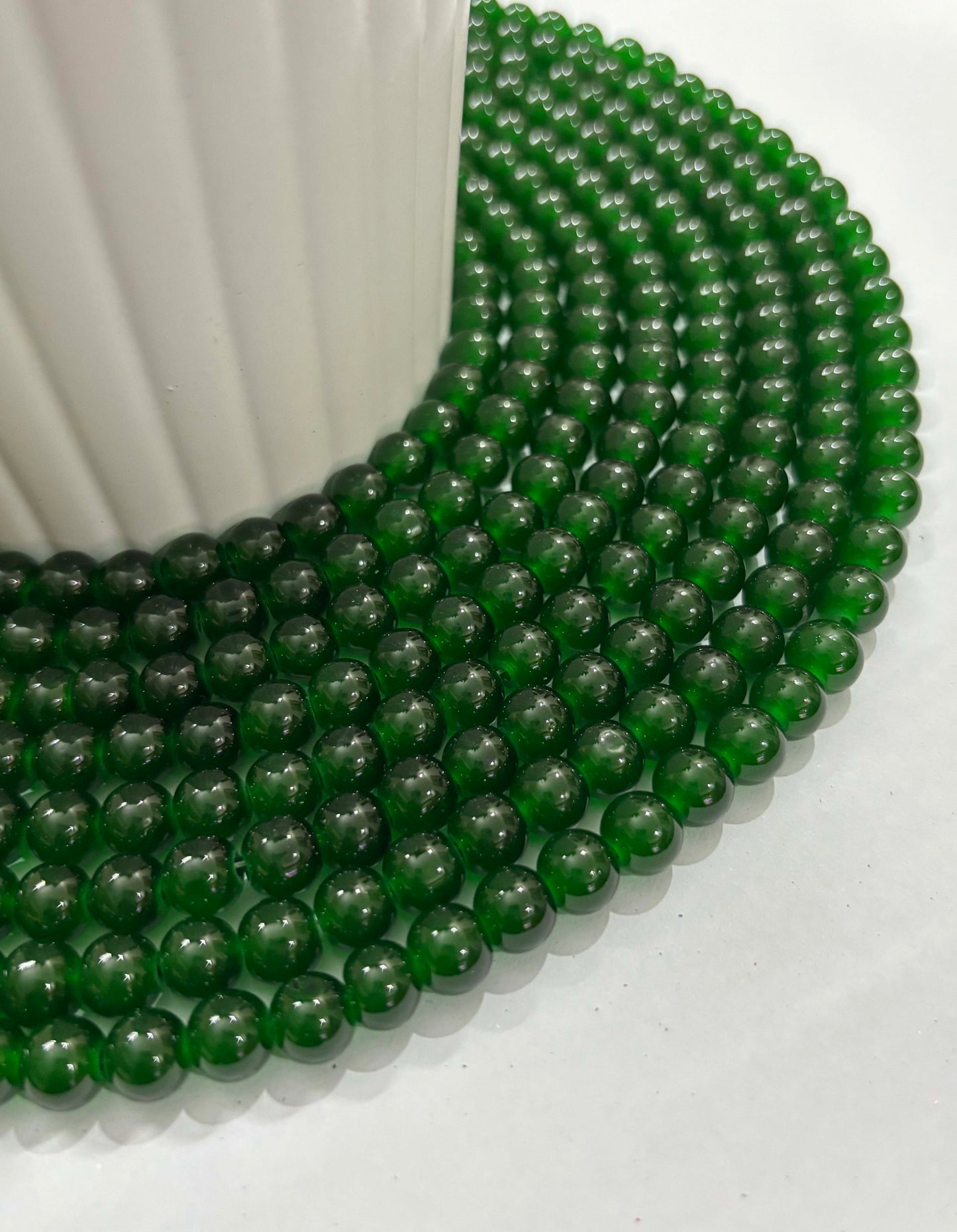 Round Green Glass Beads