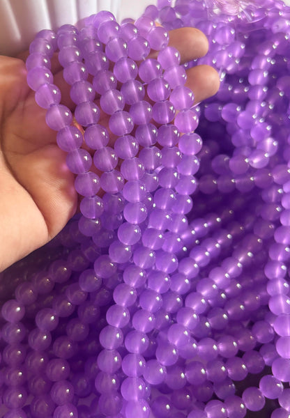 Round Lavender Glass Beads