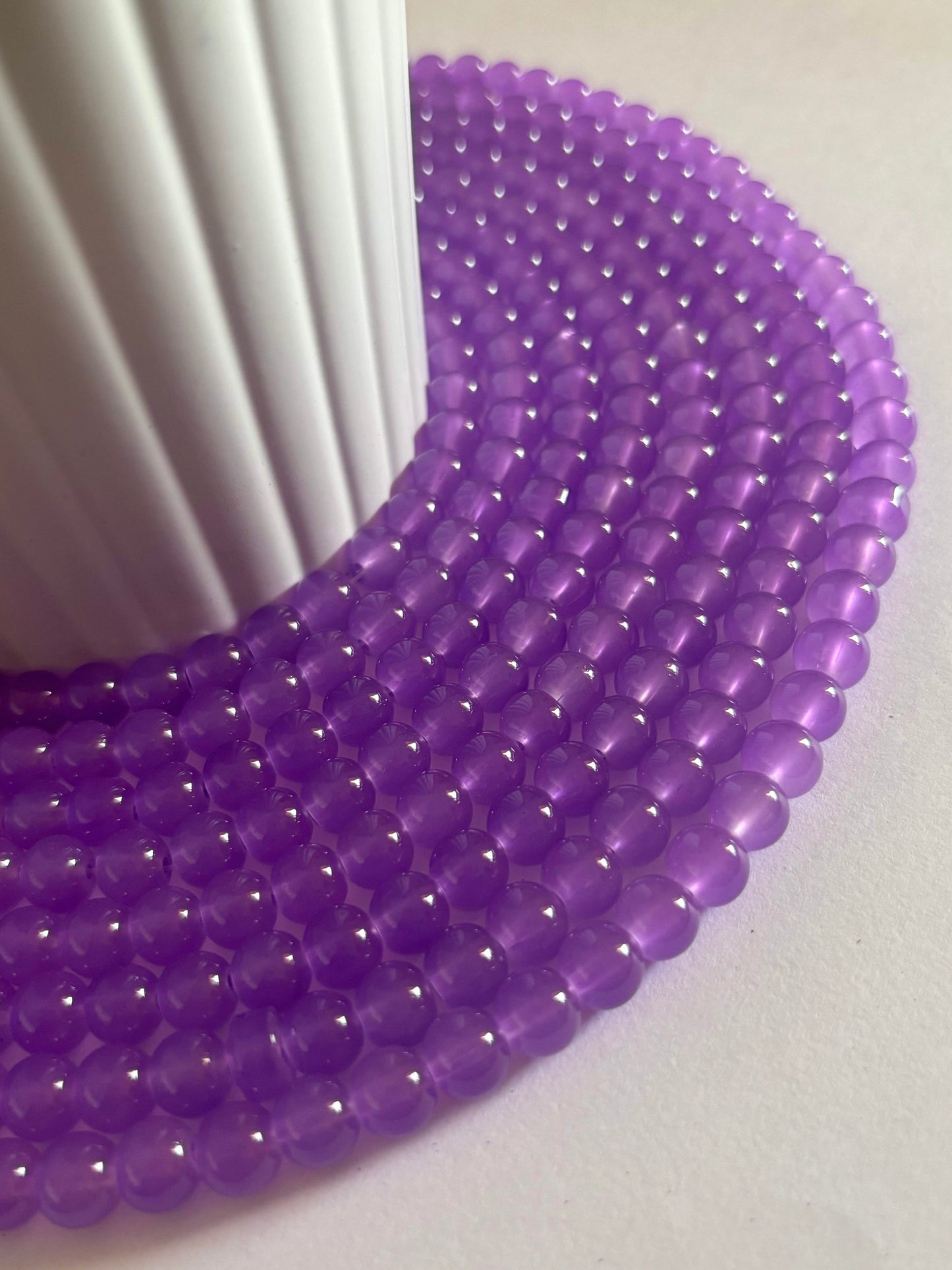 Round Lavender Glass Beads