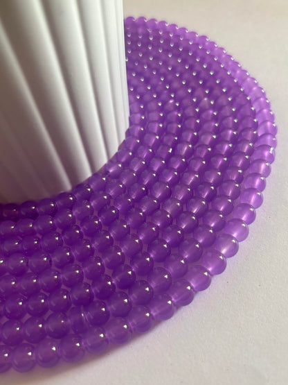 Round Lavender Glass Beads