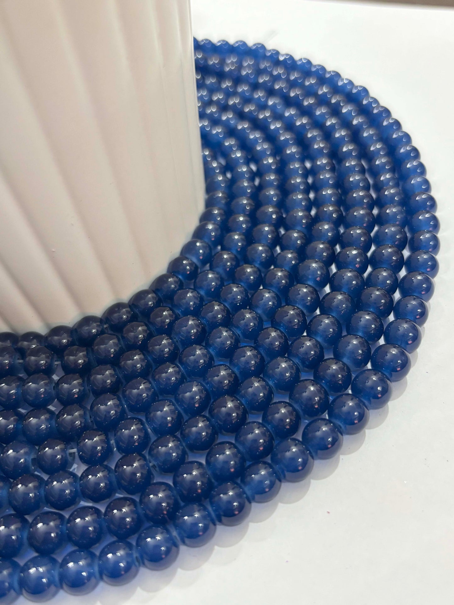 Round Midnight Blue Glass Beads
