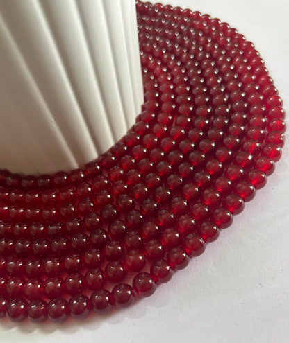 Round Maroon Glass Beads