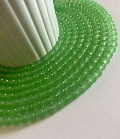 Round Pastel Green Glass Beads