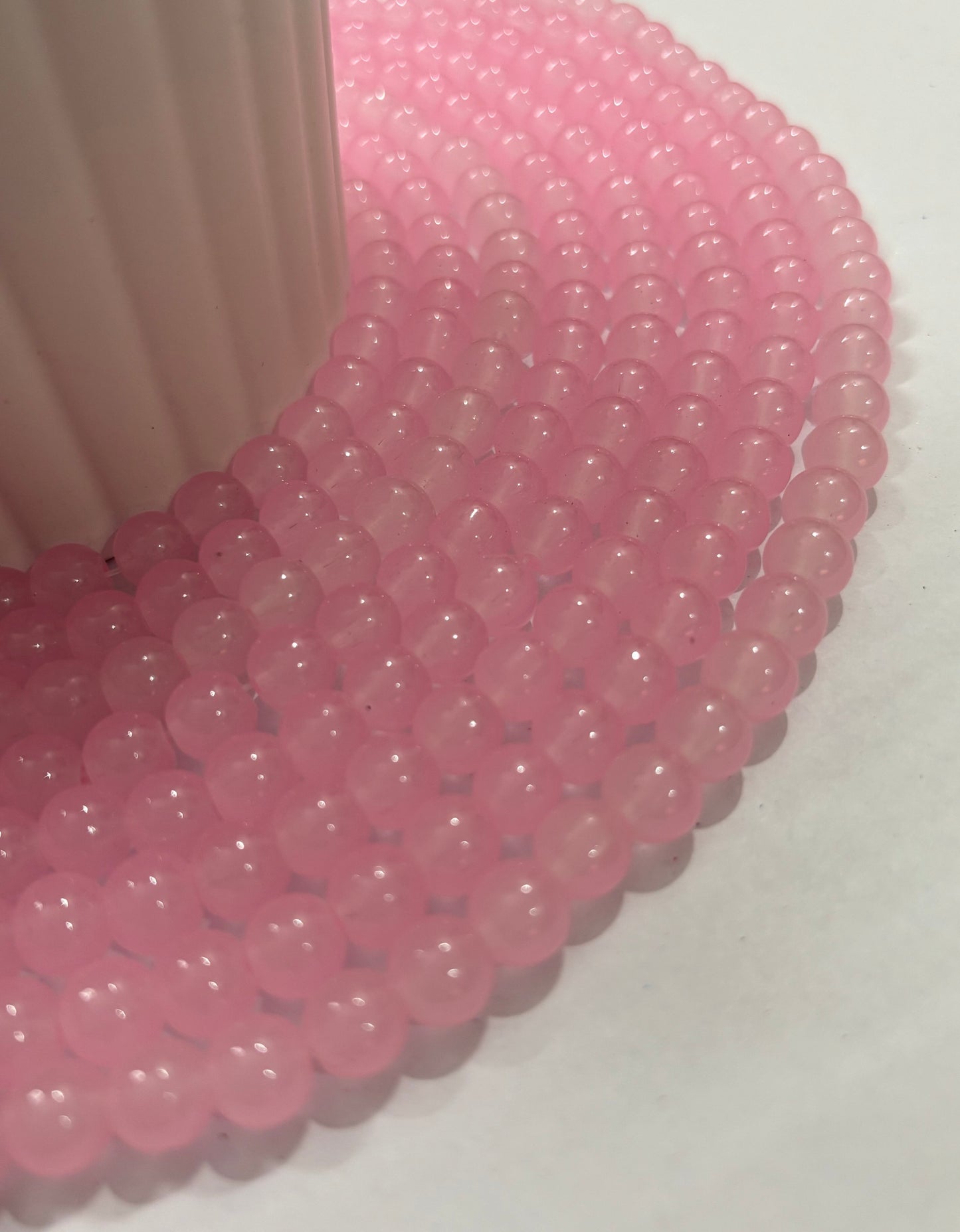 Round Baby Pink Glass Beads