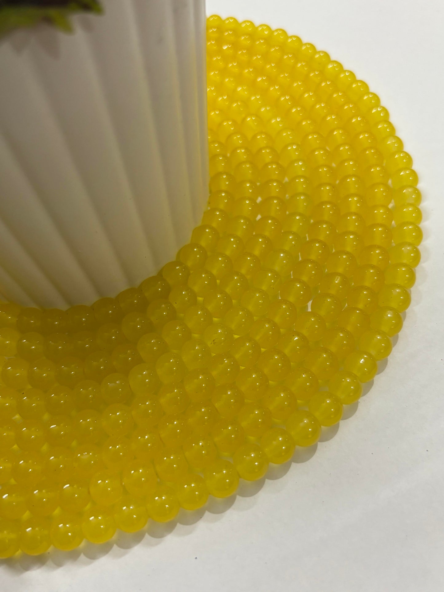 Round Yellow Glass Beads