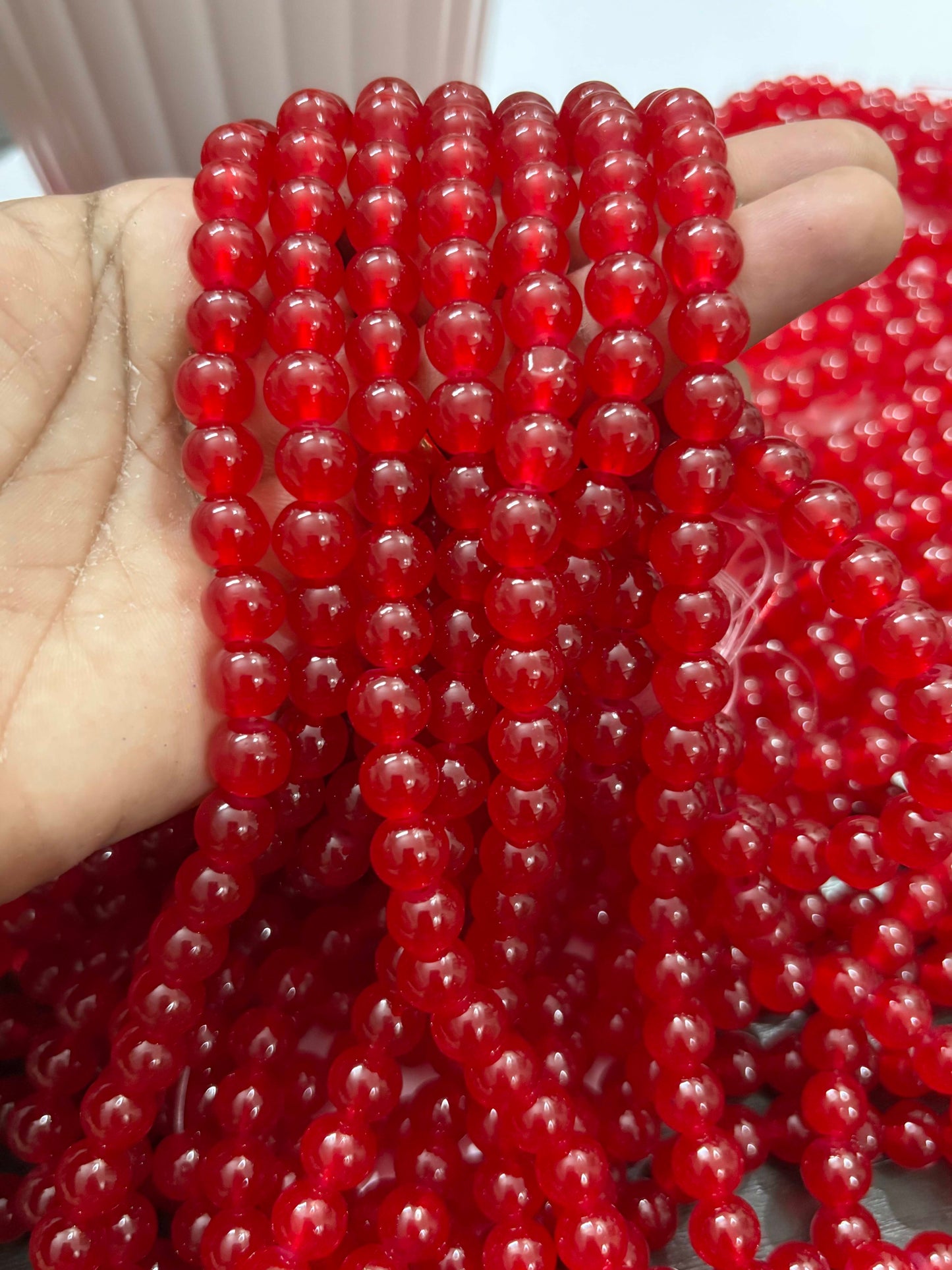 Round Red Glass Beads