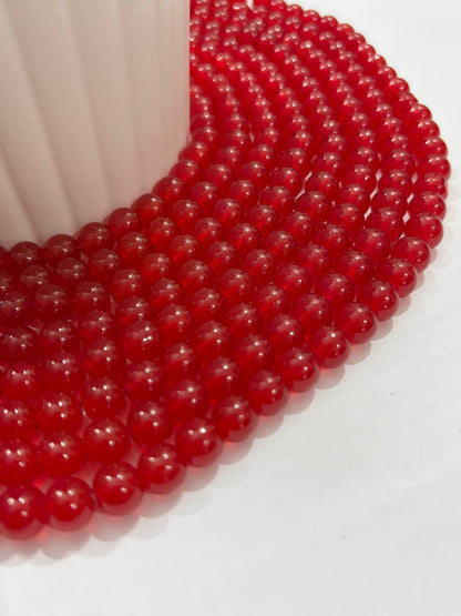 Round Red Glass Beads