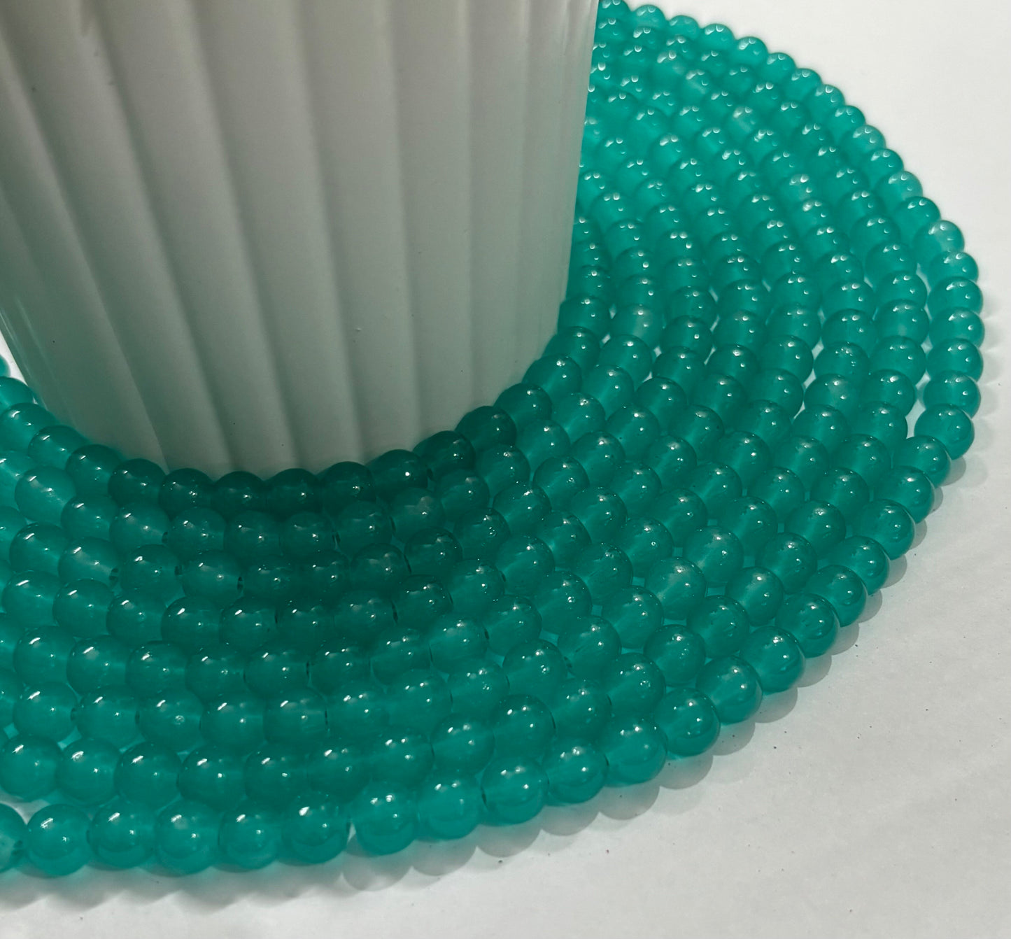 Round Teal Glass Beads
