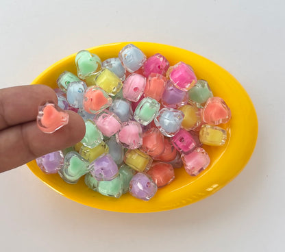 Pastel Heart-Shaped Translucent Beads