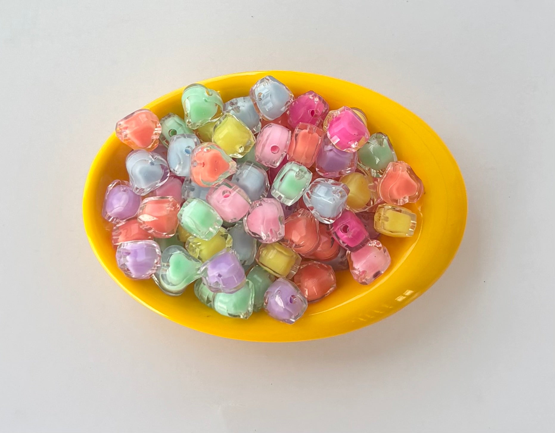 Pastel Heart-Shaped Translucent Beads