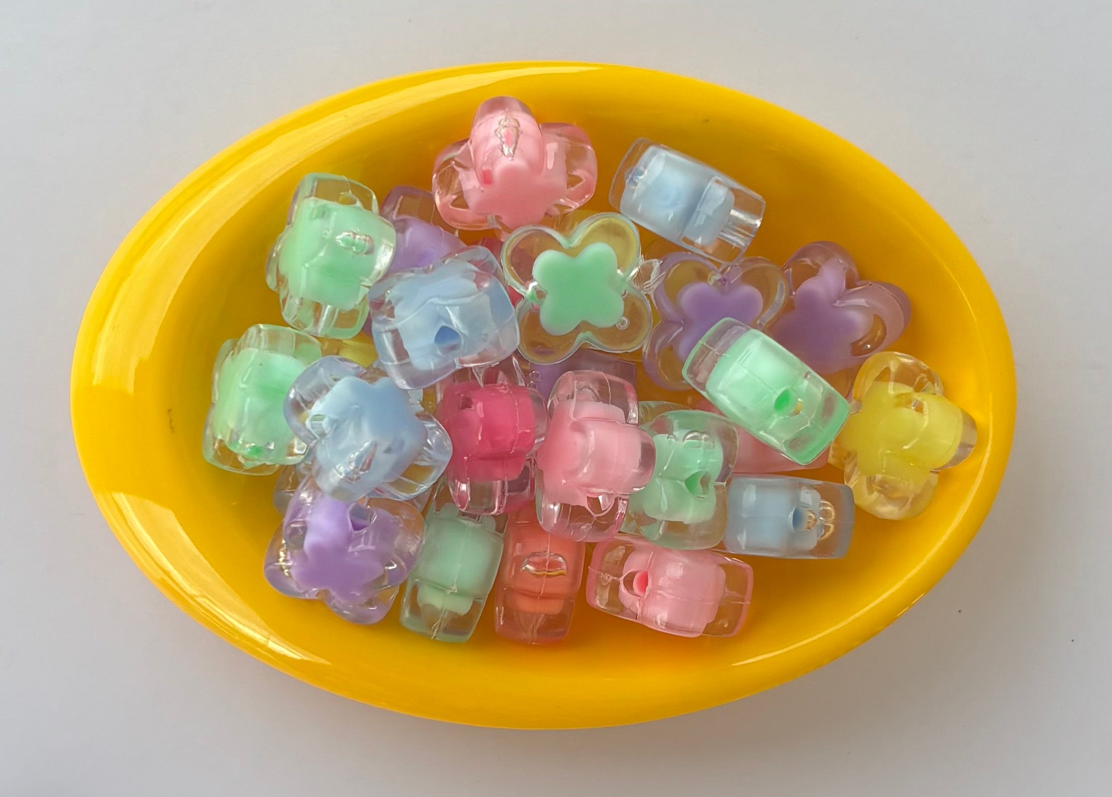 Large Pastel Translucent Flower Beads