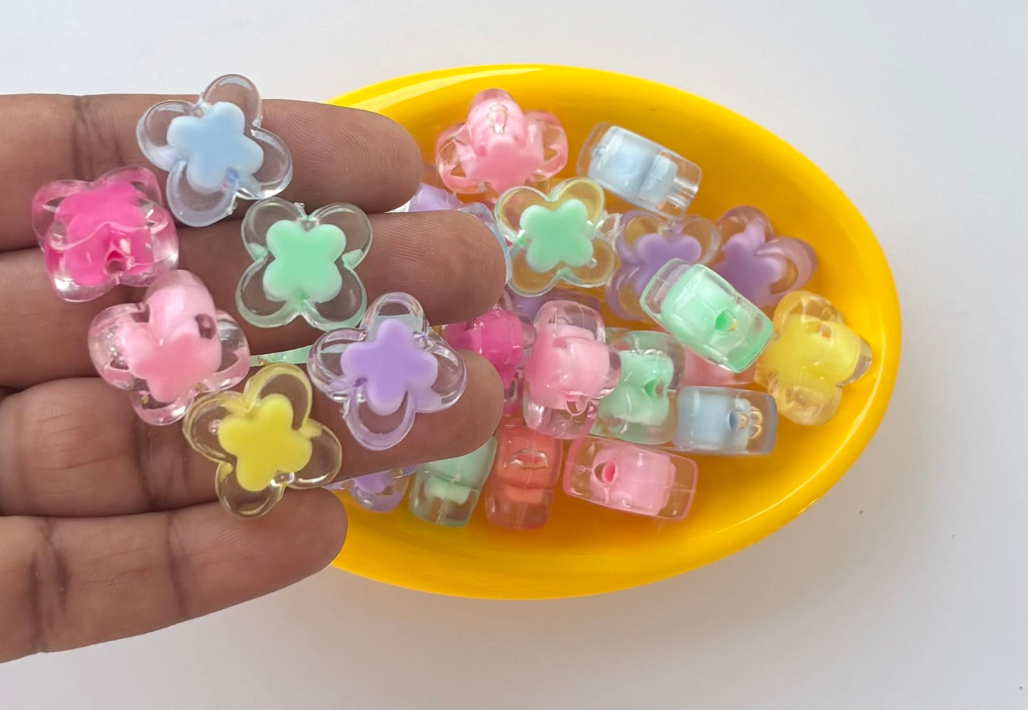 Large Pastel Translucent Flower Beads