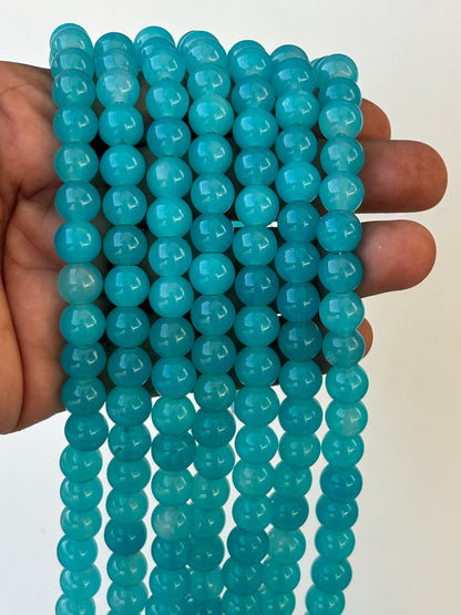 Blue Jelly Glass Beads 8MM