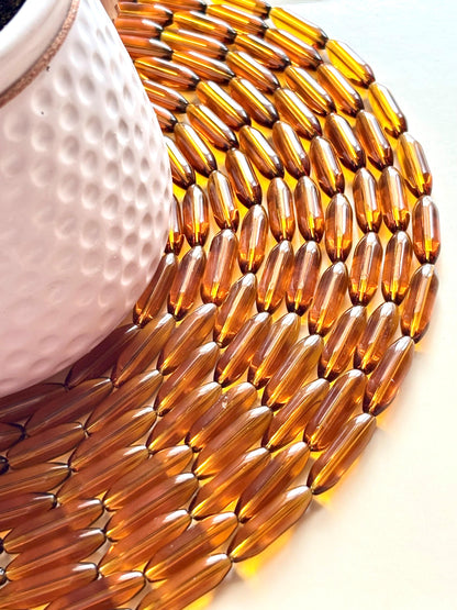 Amber Brown Large Capsule Glass Beads