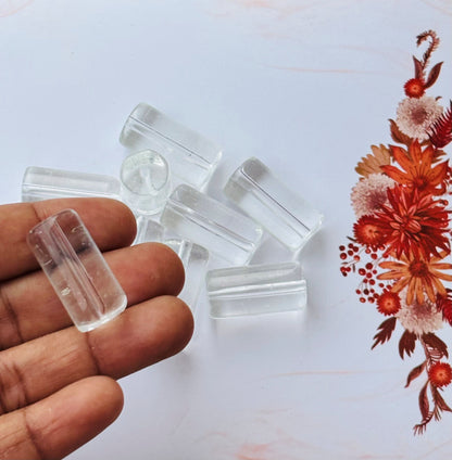 Clear Glass Tube Beads for Jewelry Making