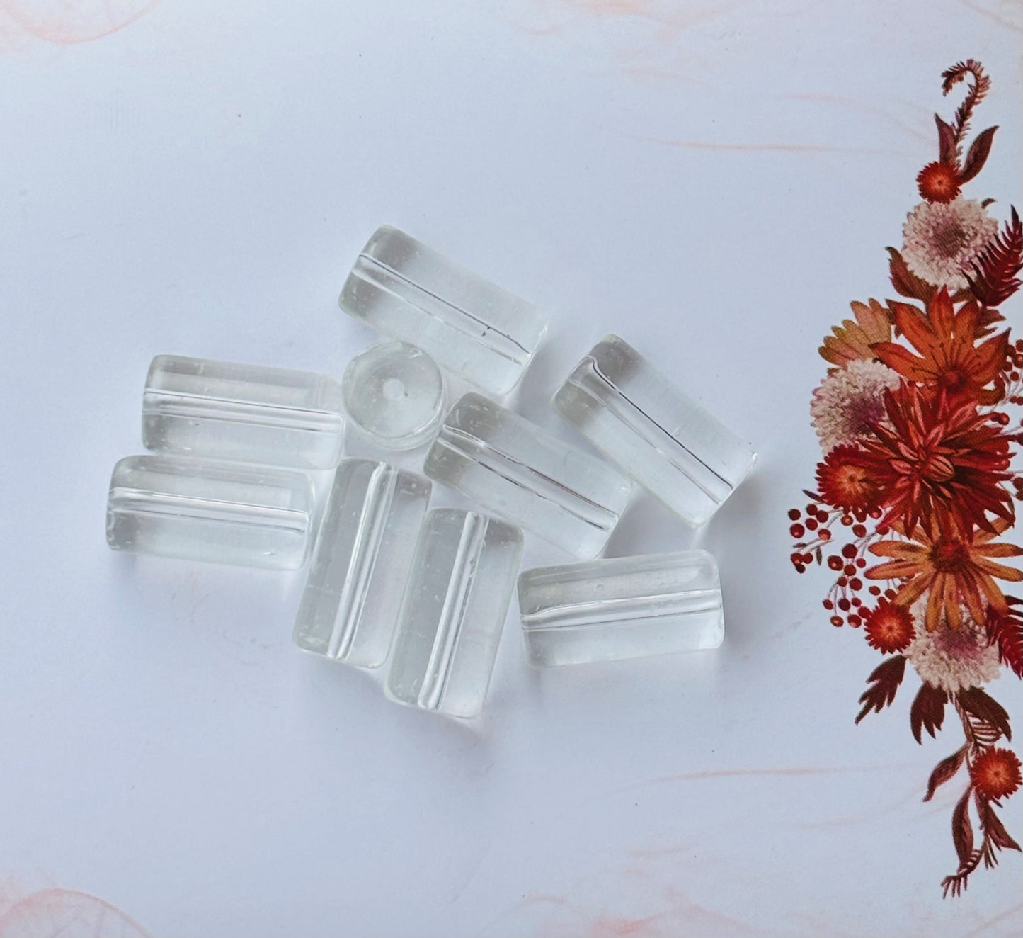 Clear Glass Tube Beads for Jewelry Making