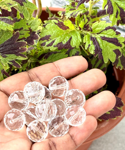 Faceted Clear Crystal Glass Round Beads 14MM for Jewelry Making