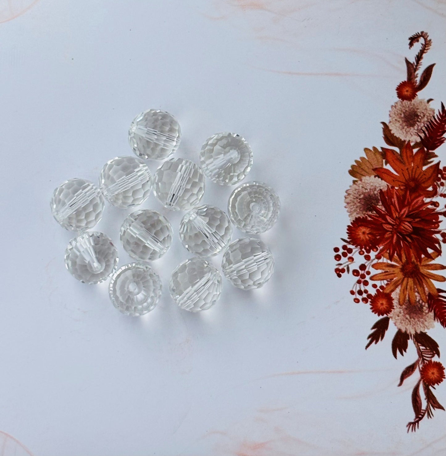 Faceted Clear Crystal Glass Round Beads 14MM for Jewelry Making