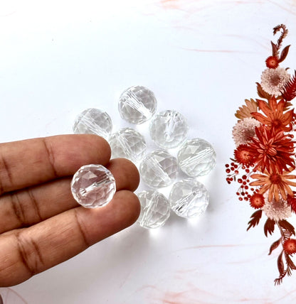Faceted Clear Crystal Glass Round Beads 16MM for Jewelry Making
