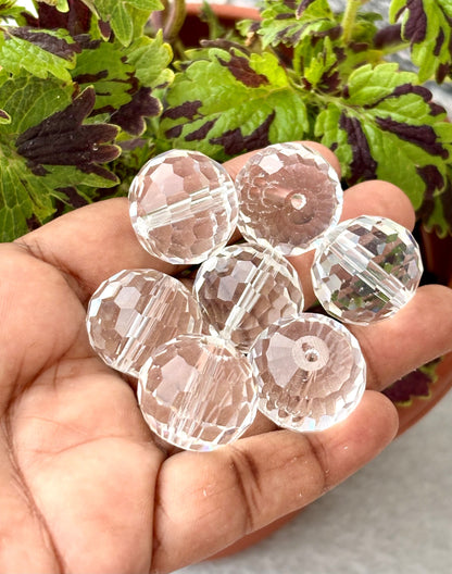 Faceted Clear Crystal Glass Round Beads 20MM for Jewelry Making
