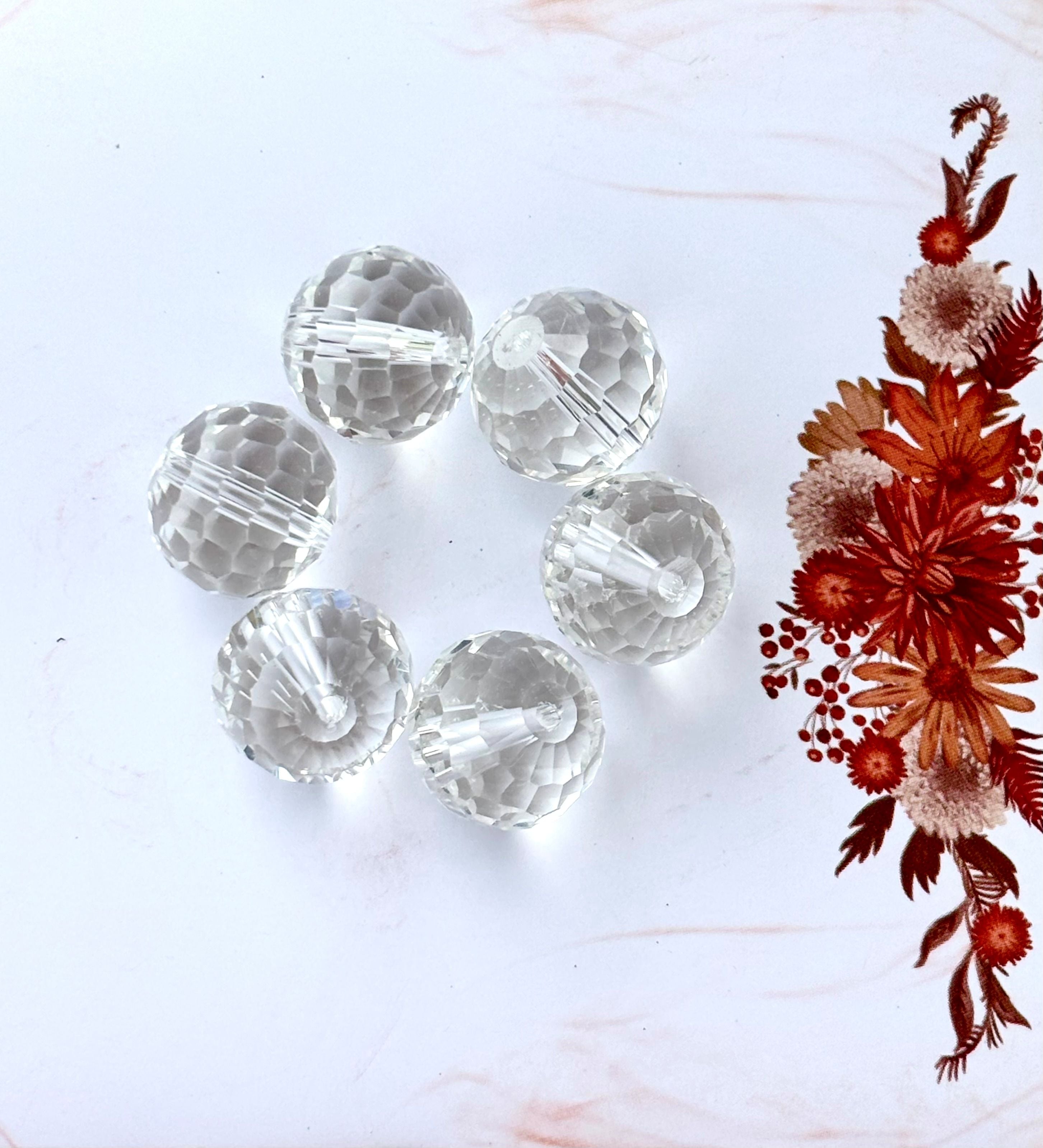 Faceted Clear Crystal Glass Round Beads 20MM for Jewelry Making
