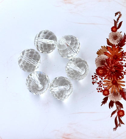 Faceted Clear Crystal Glass Round Beads 20MM for Jewelry Making