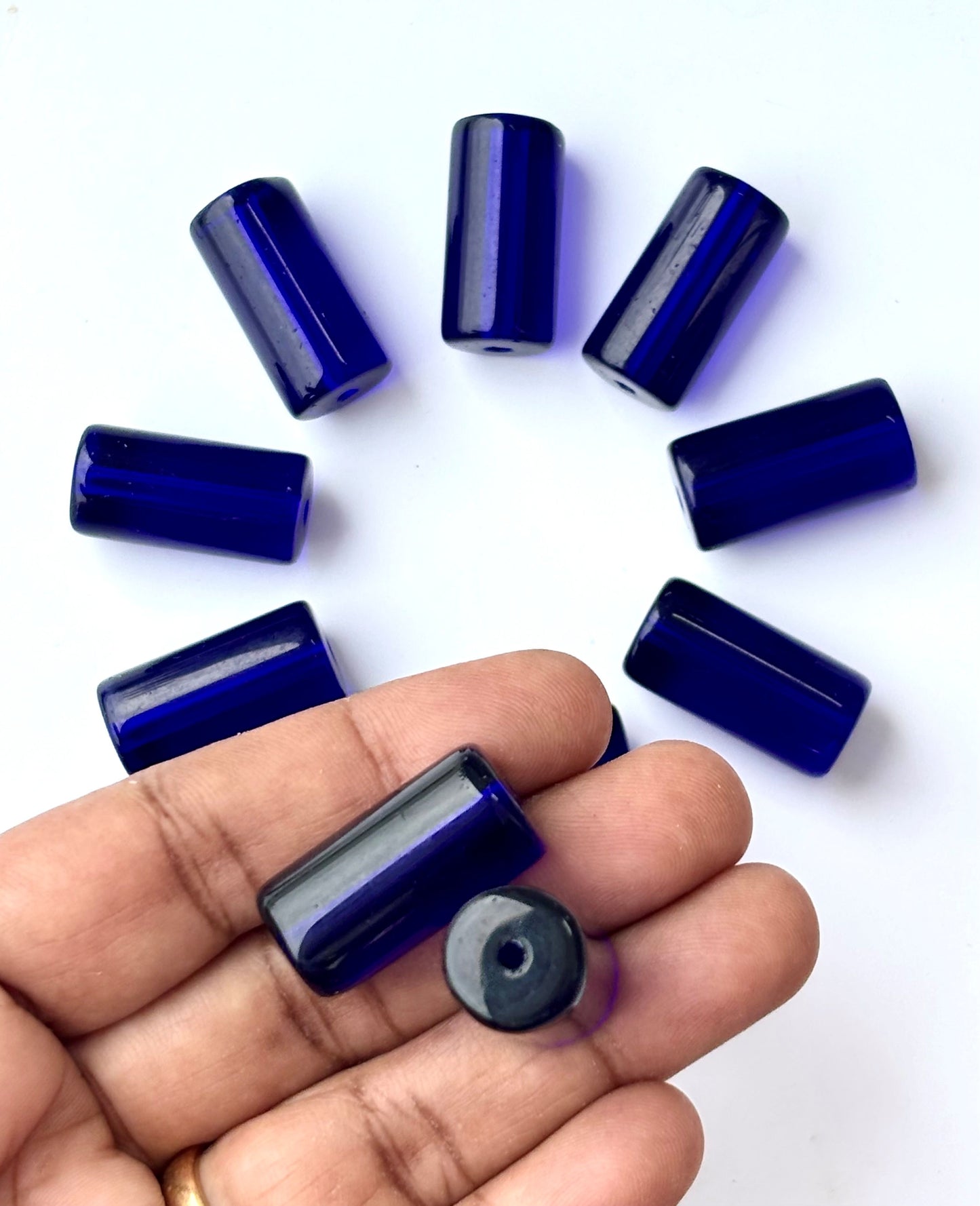 Cobalt Blue Cylinder Beads for Jewelry Making
