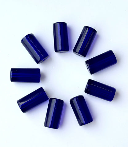 Cobalt Blue Cylinder Beads for Jewelry Making