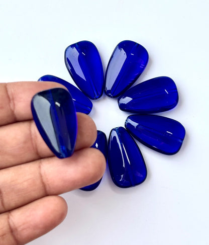 Cobalt Blue Glass Petal Drop Beads for Jewelry Making