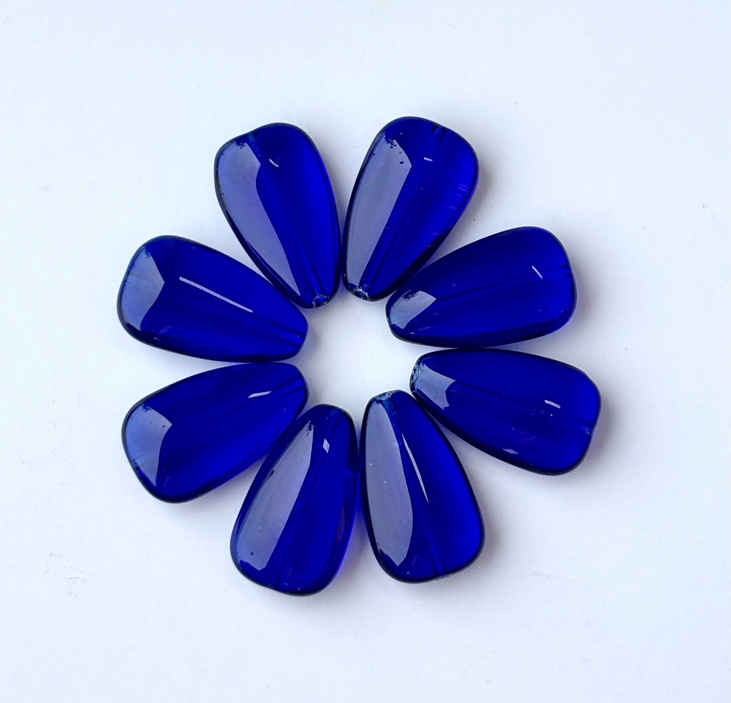Cobalt Blue Glass Petal Drop Beads for Jewelry Making