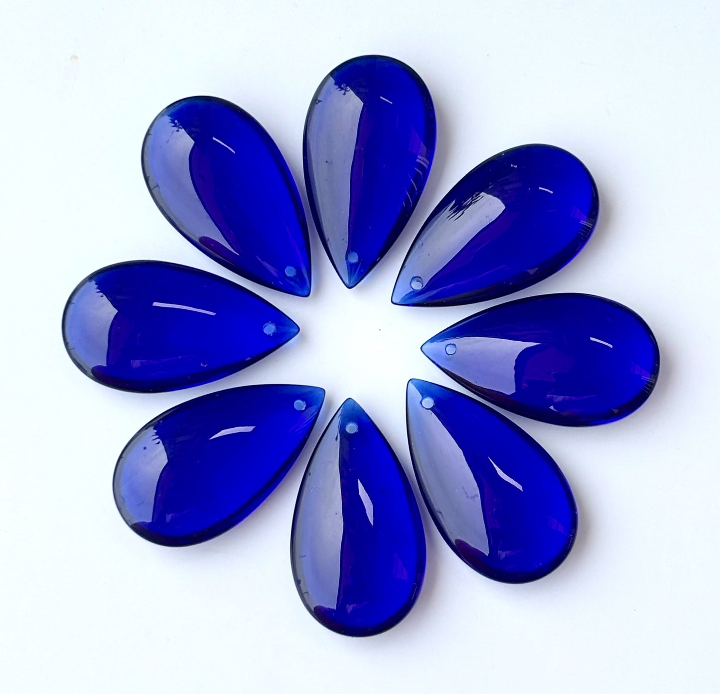 Cobalt Blue Glass Pear Drop Beads for Jewelry Making