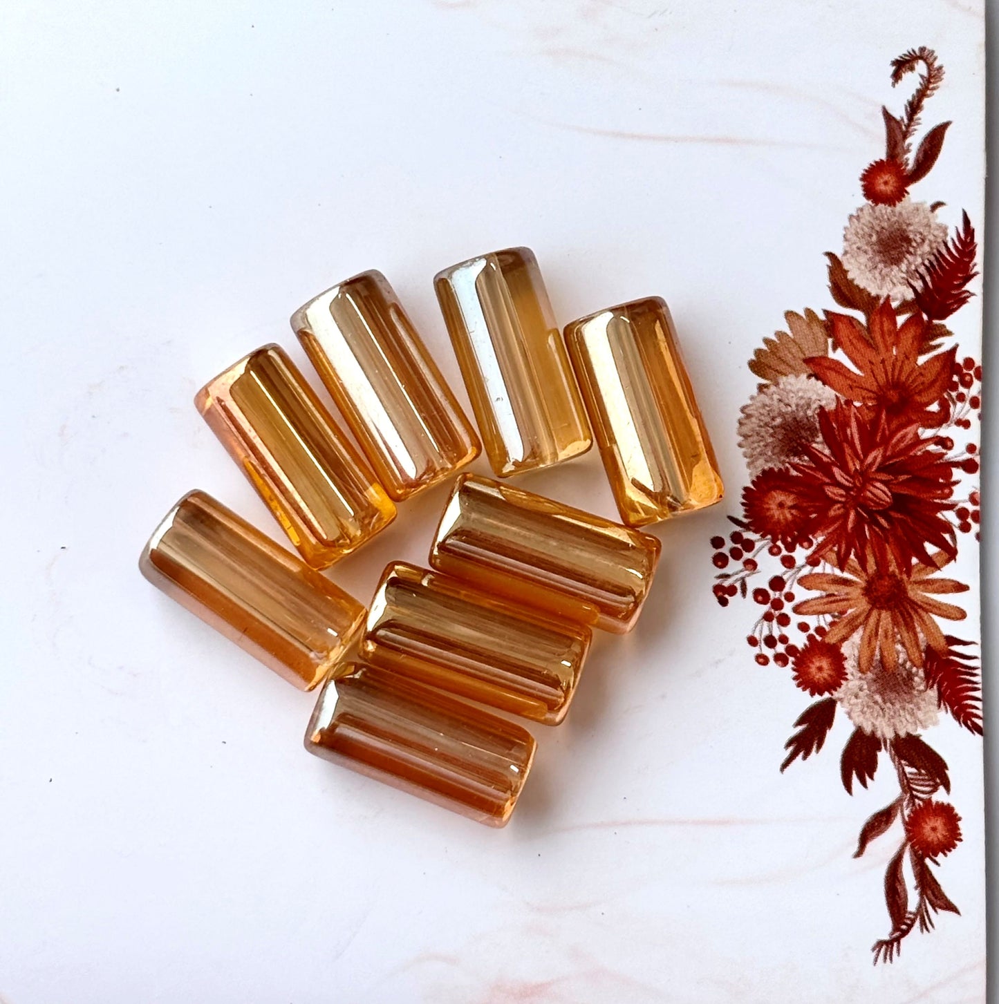 Amber Glass LCD Tube Beads